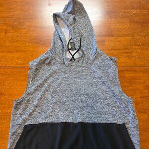 Xersion Men’s Black and Gray Athletic Sleeveless Pullover Hoodie XL